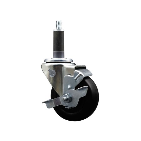 Service Caster 3.5'' SS Soft Rubber Swivel 1'' Expanding Stem Caster with Brake SCC-SSEX20S3514-SRS-TLB-1